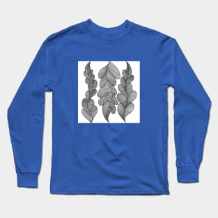 Leafy Whispers: Intricate Moiré Pattern in Pen and Ink Long Sleeve T-Shirt